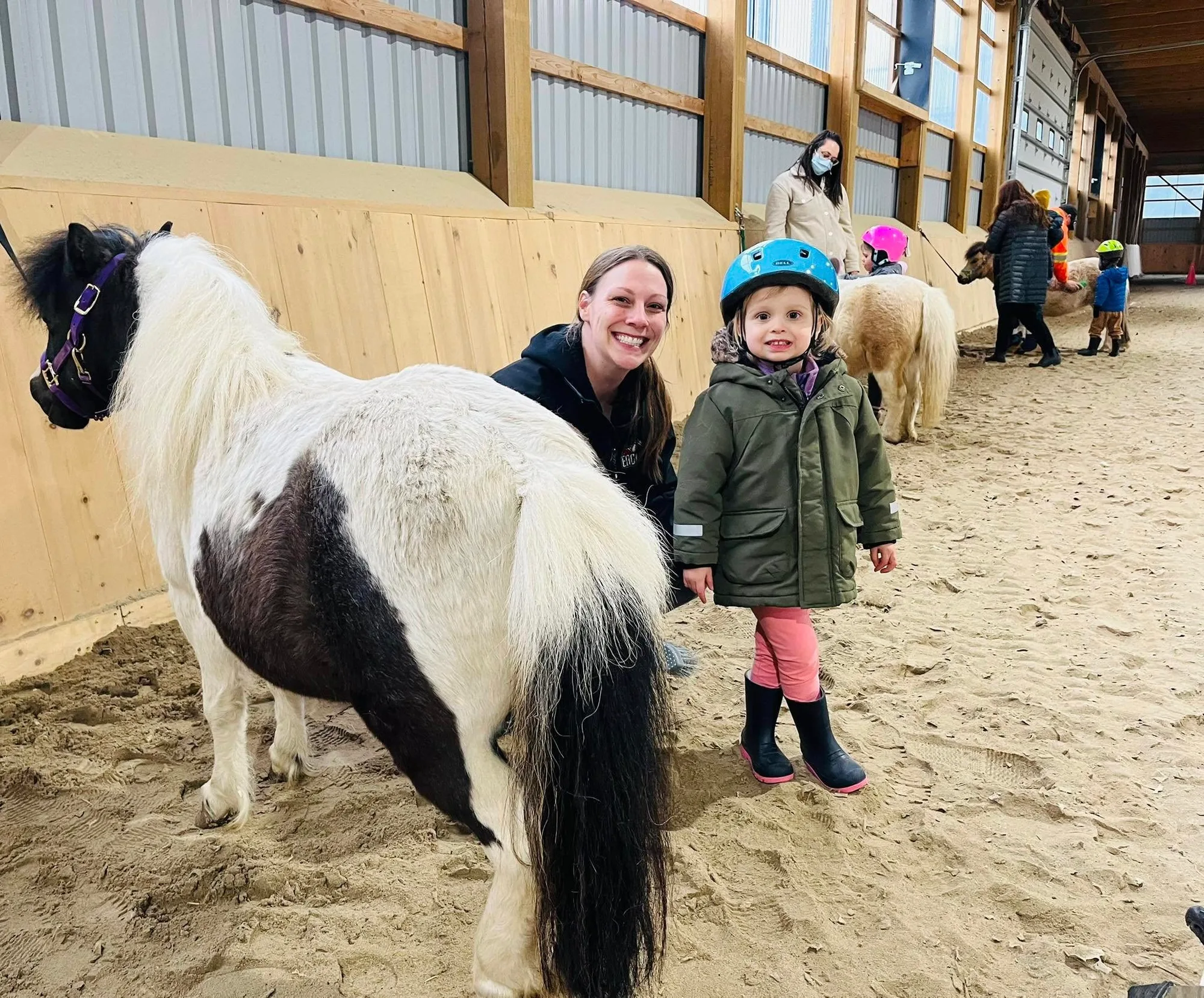 Kids birthday party with two miniature horses