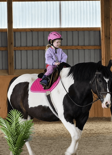 Child on a lead-line pony ride